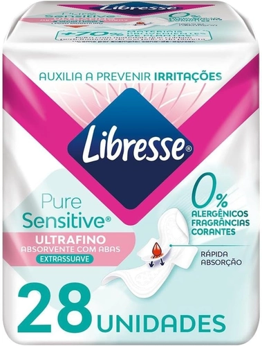 ABSORVENTE DIA LIBRESSE PURE SENSITIVE ULTRAFINO EXTRA SUAVE COM 28 UNIDADES