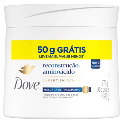 MASCARA DOVE RECONSTRUCAO+AMINOÁCIDOS 320G GRATIS 50G