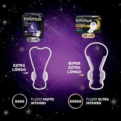 ABSORVENTE INTIMUS NOTURNO LONGA EXTRA SUAVE COM ABAS COM 10 UNIDADES
