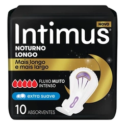 ABSORVENTE INTIMUS NOTURNO LONGA EXTRA SUAVE COM ABAS COM 10 UNIDADES