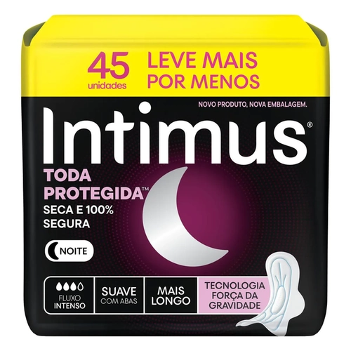 Absorvente Intimus Noturno Toda Protegida Cobertura seca Com Abas 45 unidades