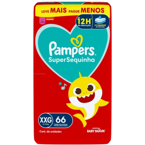 FRALDA PAMPERS SUPERSEQUINHA GIGA XXG COM 66 UNIDADES