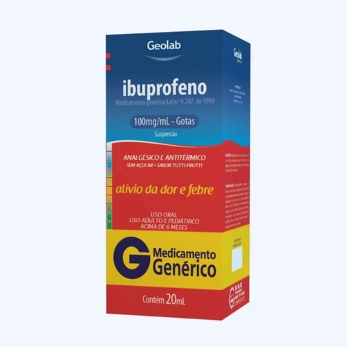 IBUPROFENO 100MG/ML SUSPENSÃO GOTAS 20ML GENÉRICO GEOLAB