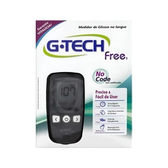 Kit Medidor De Glicose G-tech Free No Code C/ 10 Tiras + 10 Lancetas + 1 Lancetador