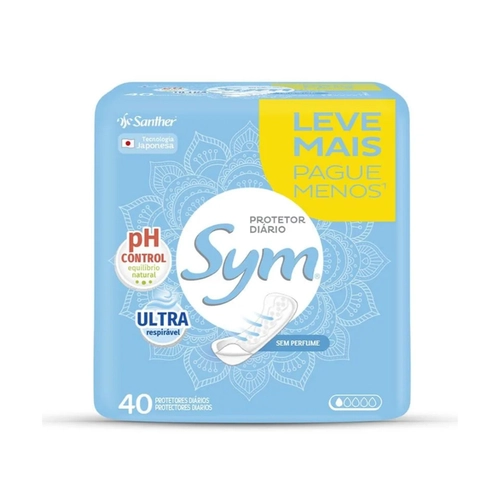 ABSORVENTE SYM PROTEÇÃO DIARIO 40 UNIDADES SEM PERFUME