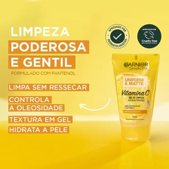 GEL DE LIMPEZA GARNIER UNIFORM&MATTE VITAMINA C 150GR