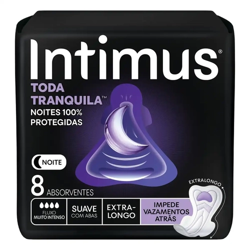 ABSORVENTE INTIMUS NOTURNO TODA TRANQUILA SUAVE COM ABAS COM 8 UNIDADES