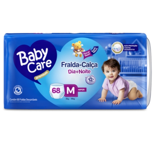 FRALDA BABY CARE PANTS HIPER M COM 68 UNIDADES