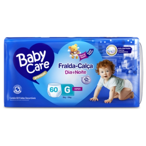 FRALDA BABY CARE PANTS HIPER G COM 60 UNIDADES