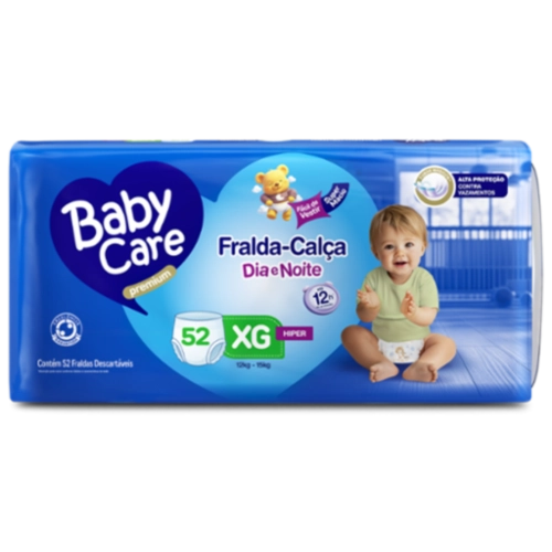 FRALDA BABY CARE PANTS HIPER XG COM 52 UNIDADES