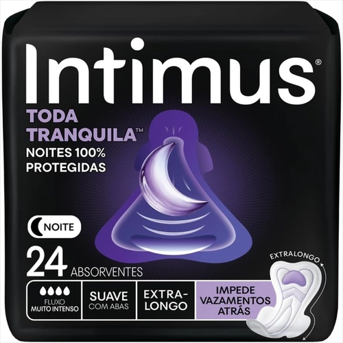 ABSORVENTE INTIMUS TODA TRANQUILA NOTURNO EXTRA LONGO COM ABAS 24 UNIDADES