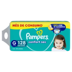 FRALDA PAMPERS CONFORTSEC JUMBO TAMANHO G COM 128 UNIDADES