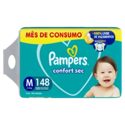 FRALDA PAMPERS CONFORTSEC JUMBO TAMANHO M COM 148 UNIDADES
