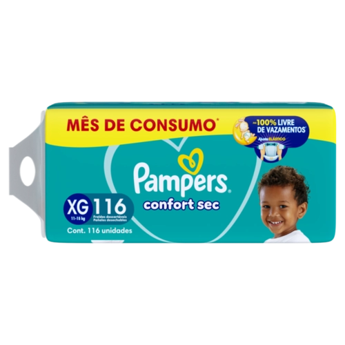 FRALDA PAMPERS CONFORTSEC JUMBO TAMANHO XG COM 116 UNIDADES