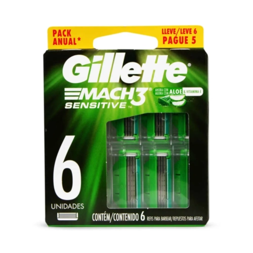 CARGA GILLETTE MACH3 SENSITIVE COM 6 UNIDADES LEVE 6 PAGUE 5