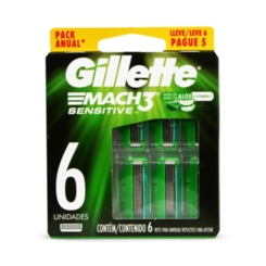 CARGA GILLETTE MACH3 SENSITIVE COM 6 UNIDADES LEVE 6 PAGUE 5