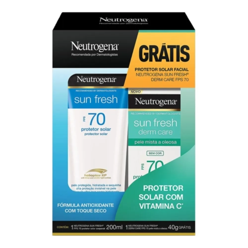 KIT PROTETOR SOLAR NEUTROGENA SUN FRESH CORPORAL FPS70 200ML + FACIAL FPS70 40ML