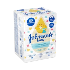 ALGODÃO QUADRADO JOHNSONS BABY RECÉM NASCIDO COM 50 UNIDADES