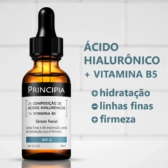 SÉRUM FACIAL PRINCIPIA 2% COMPOSIÇÃO ÁCIDO HIALURÔNICOS 1% VITAMINA B5 AH-2 60ML