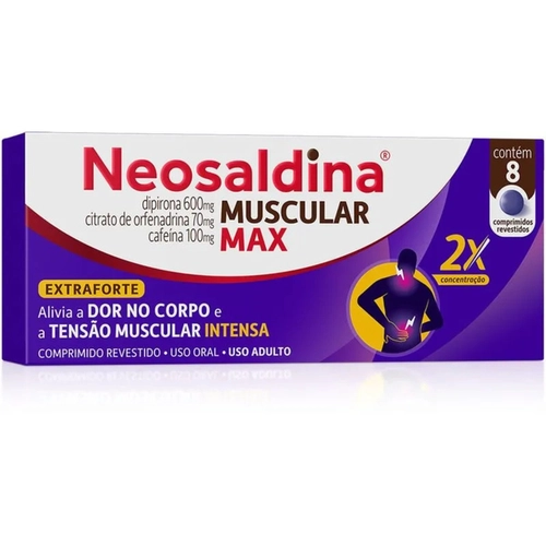 Neosaldina Muscular Max Dipirona 600mg + Cafeína 100mg + Citrato de Orfenadrina 70mg 8 comprimidos