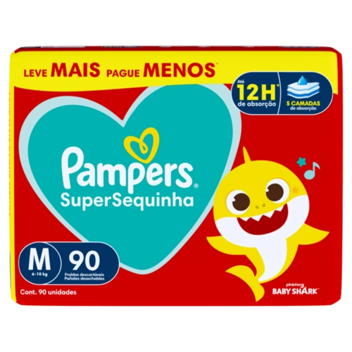 FRALDA PAMPERS SUPERSEQUINHA GIGA M C/90