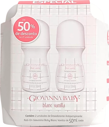 Kit Desodorante Giovanna Baby Rollon Blanc Vanilla Com 2 Unidades