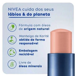 Hidratante Labial Nivea Hidra Color 2 em 1 Nude 4,8g