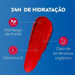 Hidratante Labial Nivea Hidra Color 2 em 1 FPS 30 Vermelho 4,8g