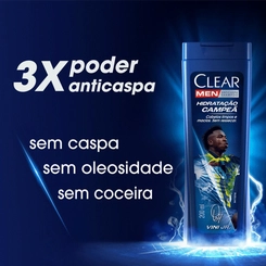 Shampoo Anticaspa Clear Men Hidratação Campeã By Vini Jr 200 ml
