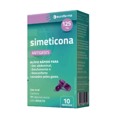 SIMETICONA GENÉRICO 125MG 10 CAPSULAS EUROFARMA