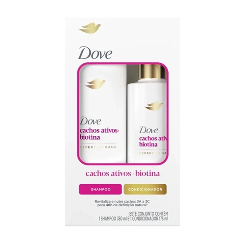 KIT DOVE SHAMPOO 350ML+ CONDICIONADOR 175ML CACHOS ATIVOS +  BITiONA