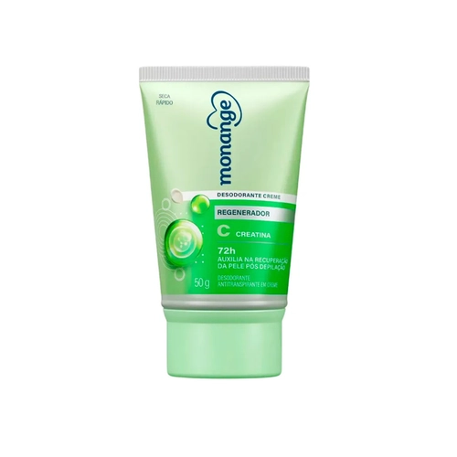 Desodorante Antitranspirante Creme Monange Regenerador Creatina Feminino 72h 50g