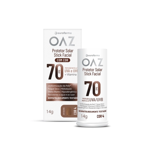 Protetor Solar Facial OAZ FPS70 Stick Cor 4 14G