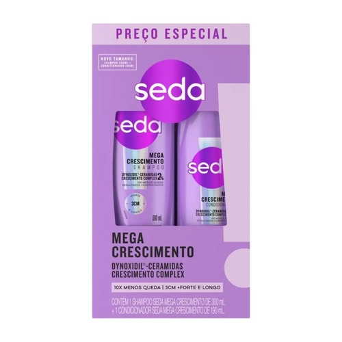 Kit Shampoo 300ml e Condicionador 190ml Mega Crescimento Seda