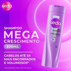 Kit Shampoo 300ml e Condicionador 190ml Mega Crescimento Seda