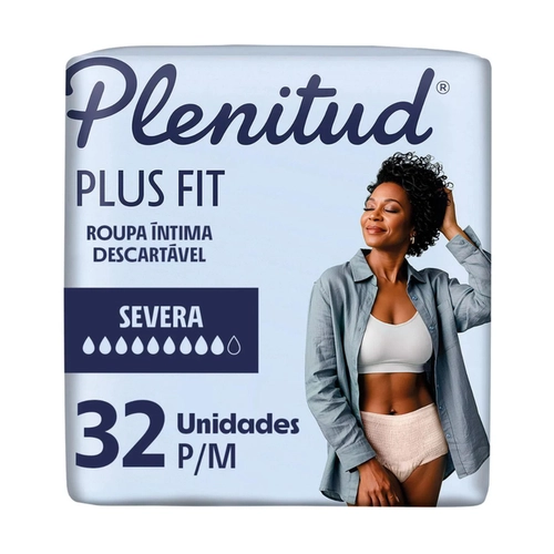 Roupa Íntima Descartável Feminina Plenitud Plus Fit P/M 32 unidades