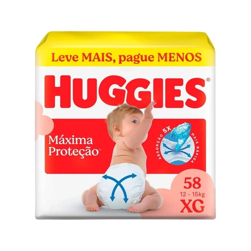 Fralda Huggies Máxima Proteção HIPERZINHA XG 58 unidades