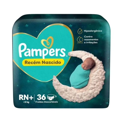 Fralda Pampers Proteção Insuperável Recém Nascido RN+ 36 unidades